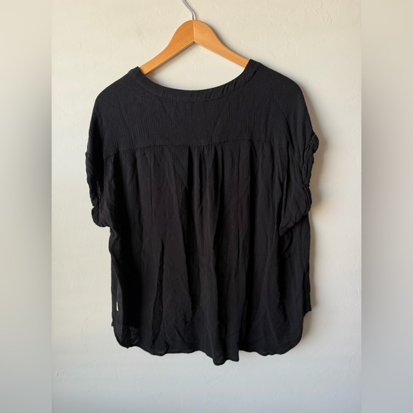 Orvis Light weight Black Button-Front V-Neck Blouse Flowy Womens size XL - Picture 4 of 7